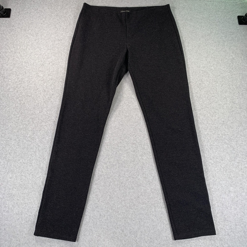 Eileen Fisher Leggings Womens Medium Gray Ponte Knit Ankle Elastic Waist Stretch